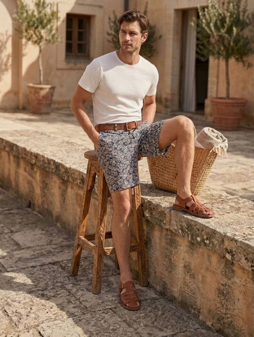 Goodthreads Men's Floral Dune Walk Cotton Summer Shorts Navy Ditsy NWT Size 40